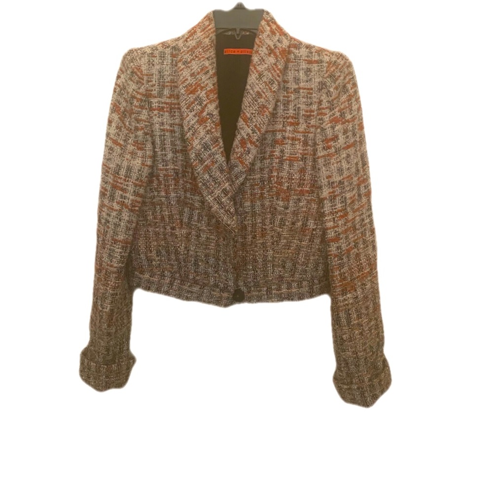 Alice & Olivia Cropped Tweed Blazer